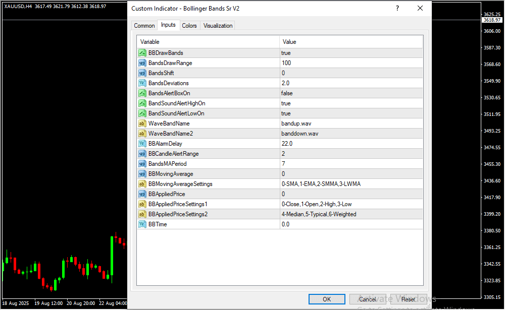 Bollinger Bands Sr V2 Inputs
