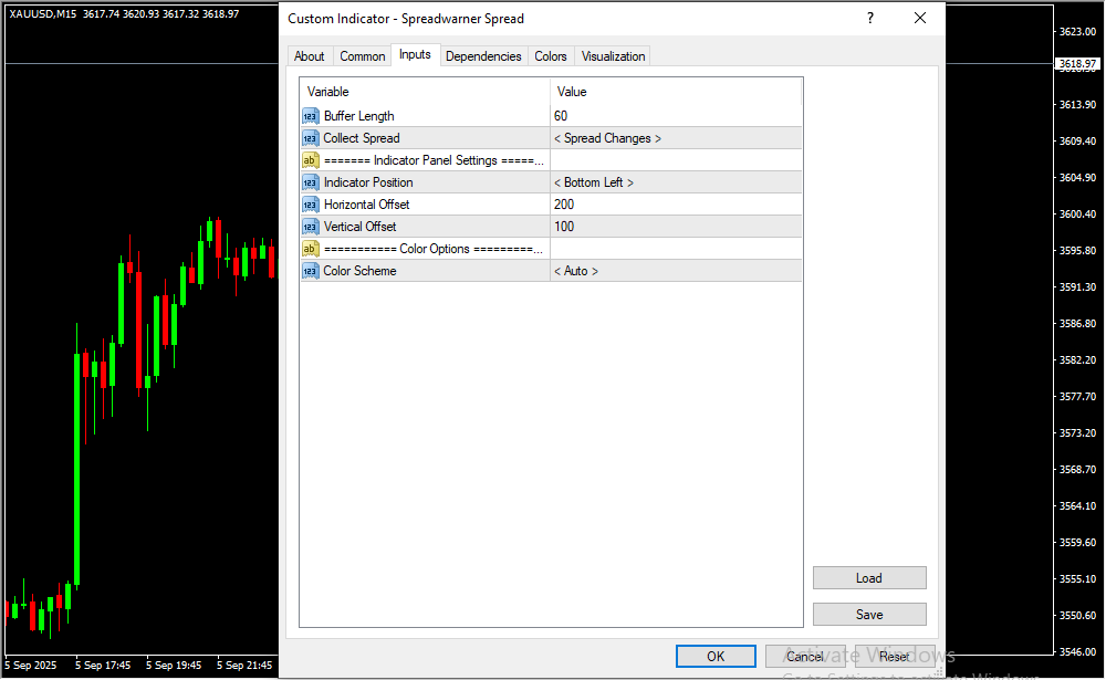 Spreadwarner Spread Inputs